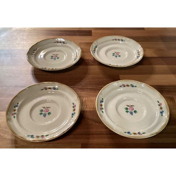 Heartland Tea Saucers International Stone Ware Farm Orchard Peach Lot of 4 Vtg - Picture 3 of 9